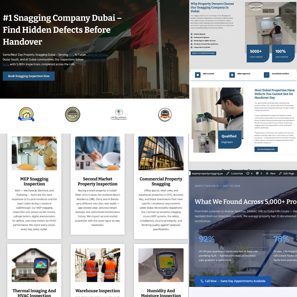 Snagging inspection company web design by khizar hayat