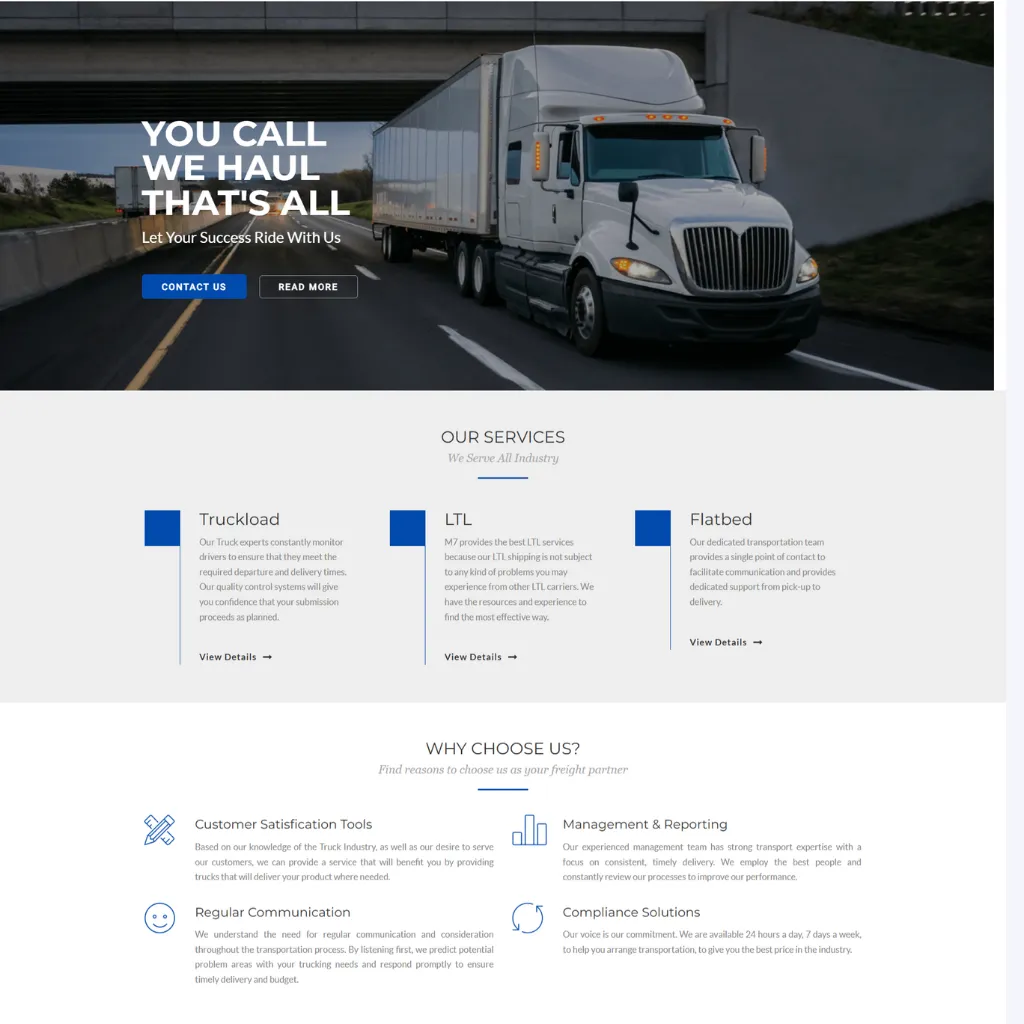 Trucking business website design by Khizar Hayat