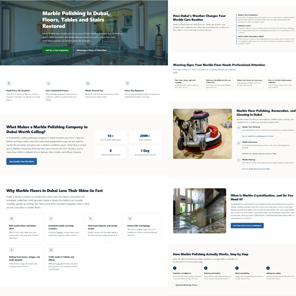 Marble polishing company website design by Khizar Hayat