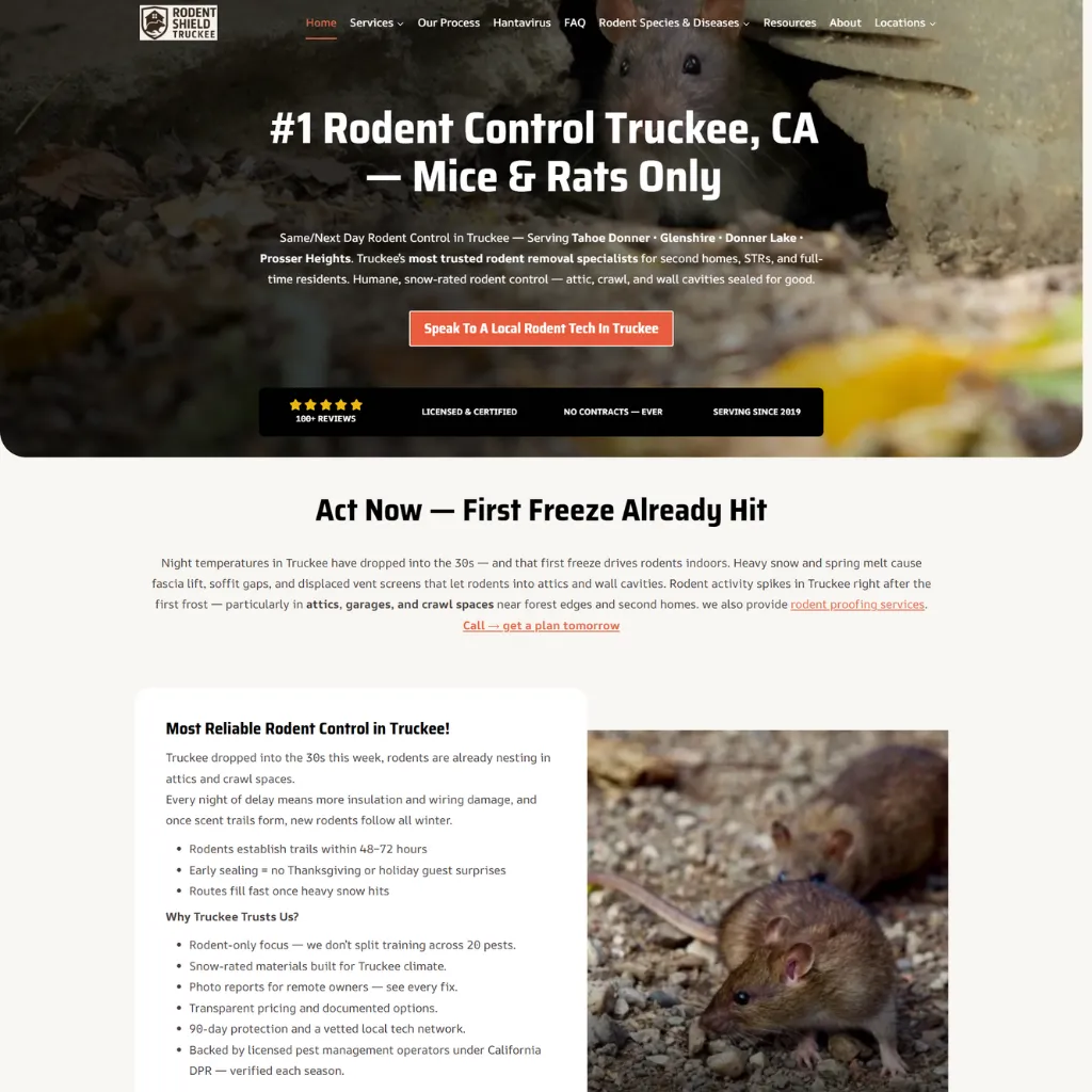 Custom website for a pest control business in California
