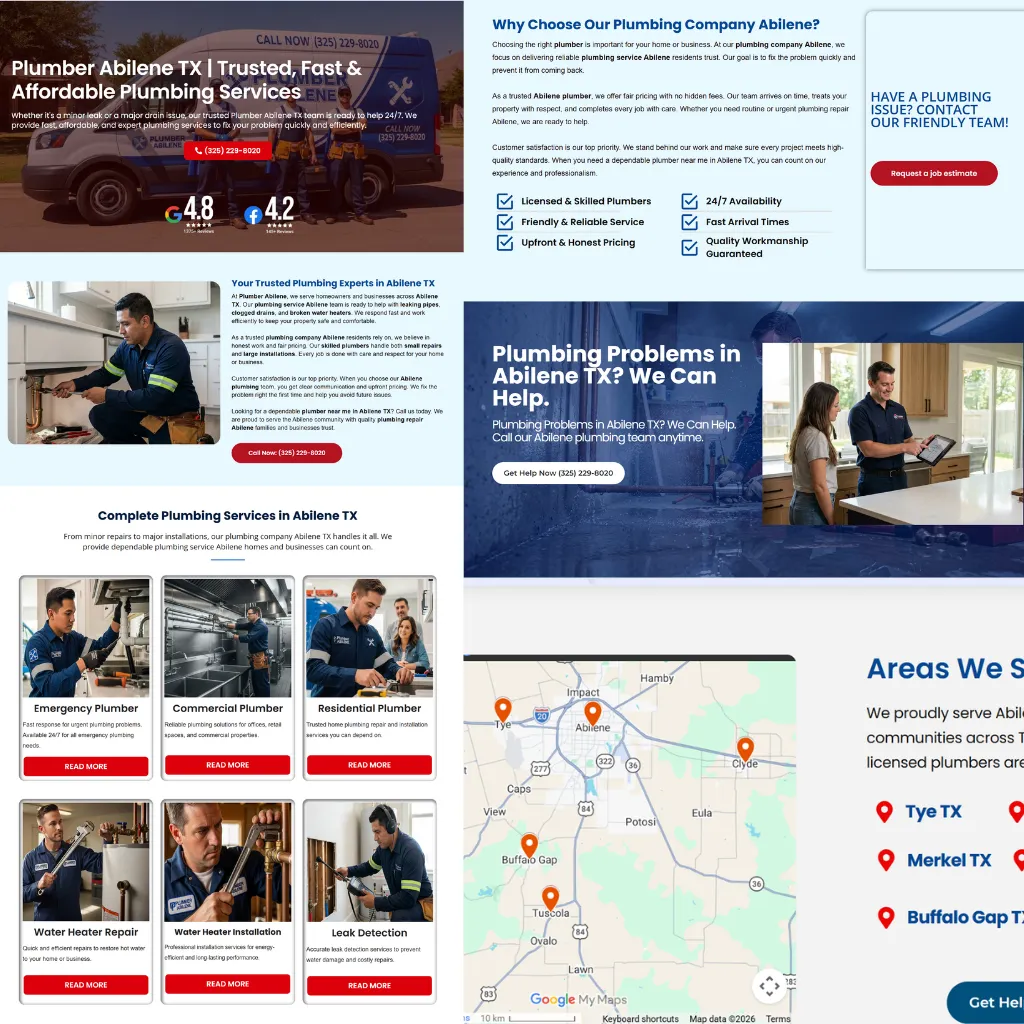 Custom WordPress website for a plumbing business in Texas