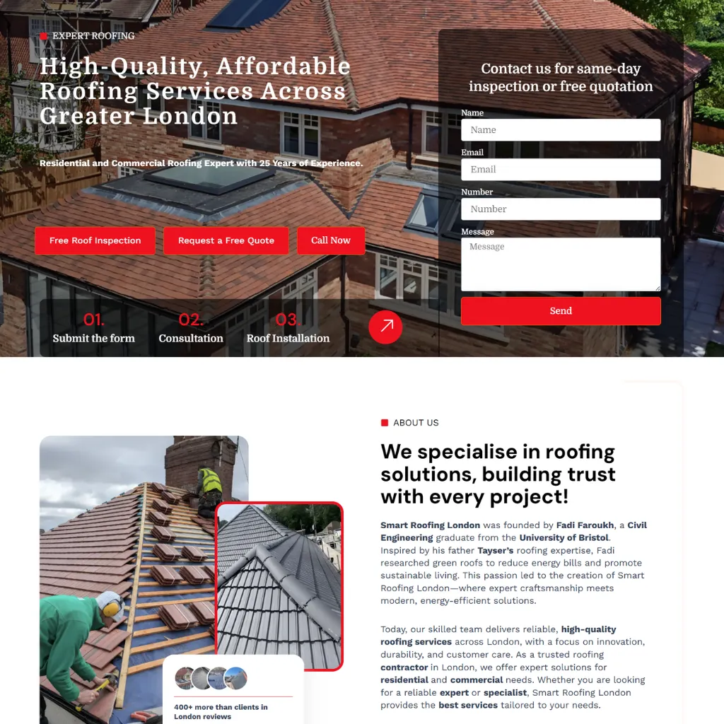 Custom WordPress website for a roofing contractor business by Khizar Hayat