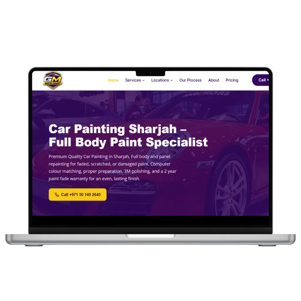 Auto maintenance business website designed by Khizar Hayat