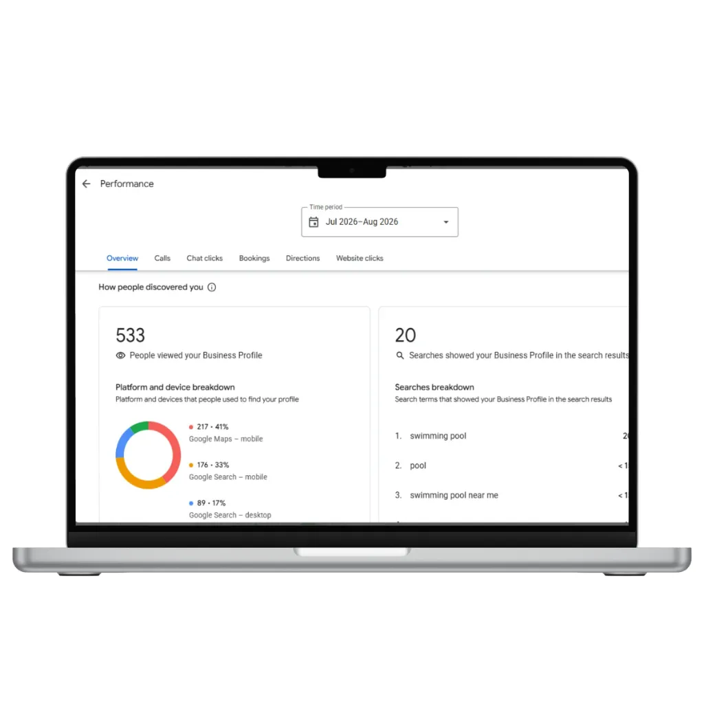 Business Profile customer interactions for a pool cleaning company