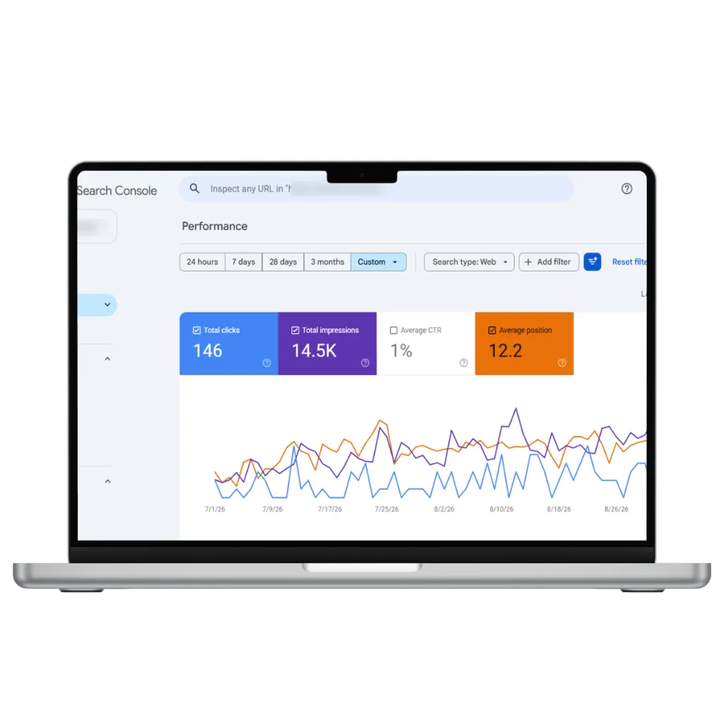 Google Search Console results for a cleaning business website