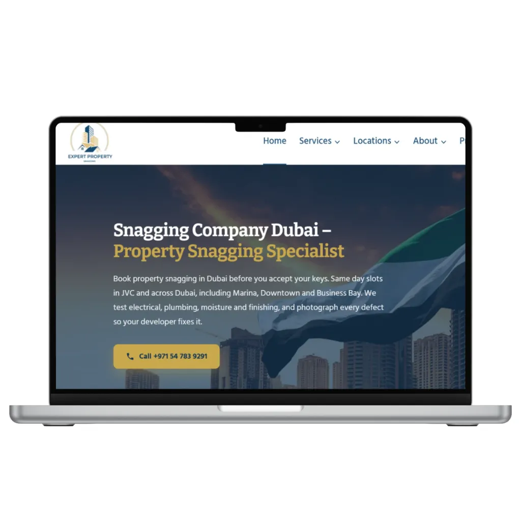 Home inspection company website designed by Khizar Hayat