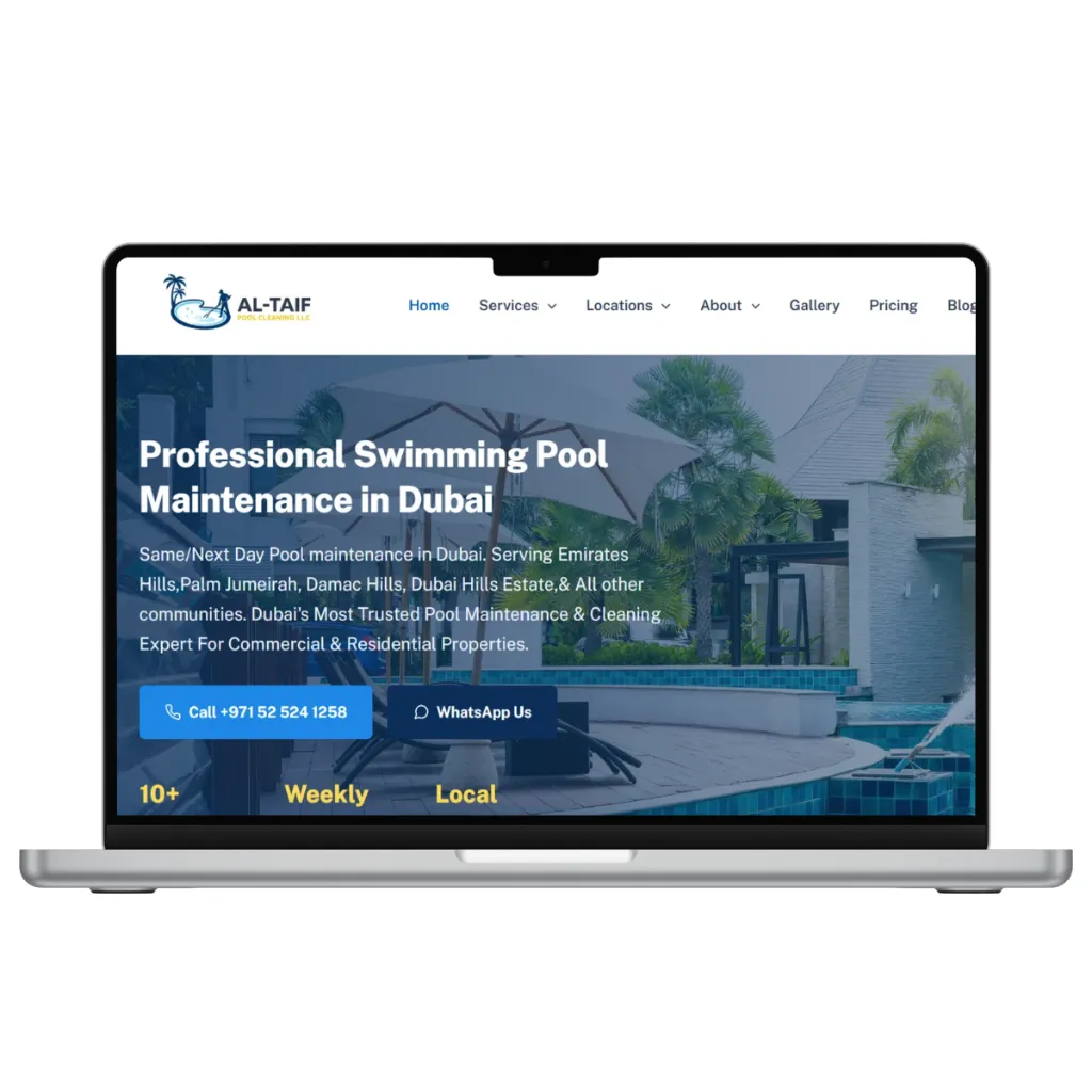 Website designed for a swimming pool services company