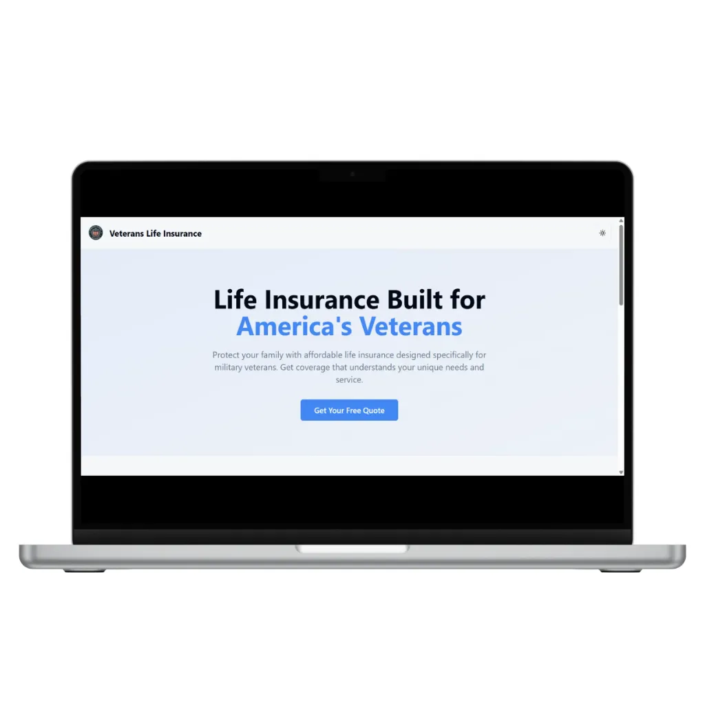 Website designed for a veteran-focused insurance agency