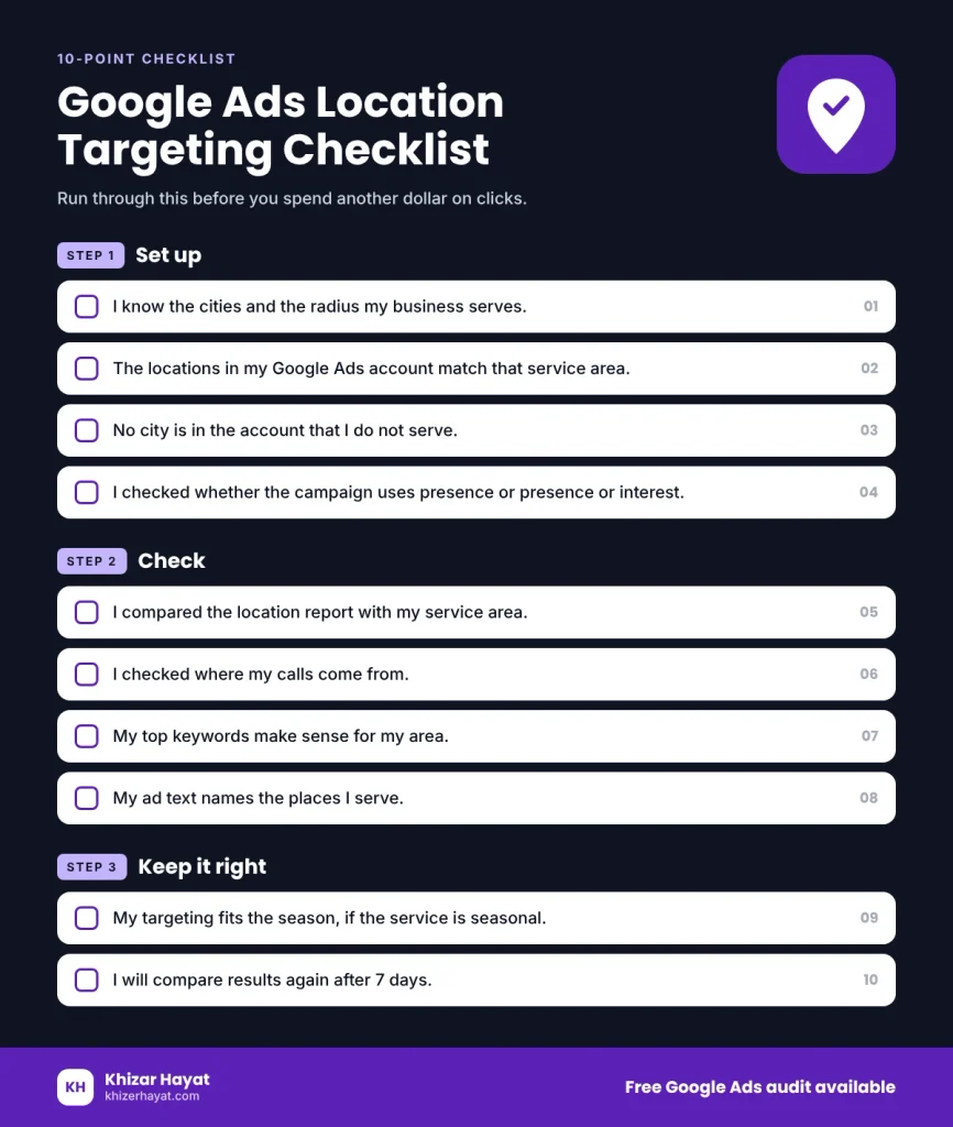google ads location targeting checklist