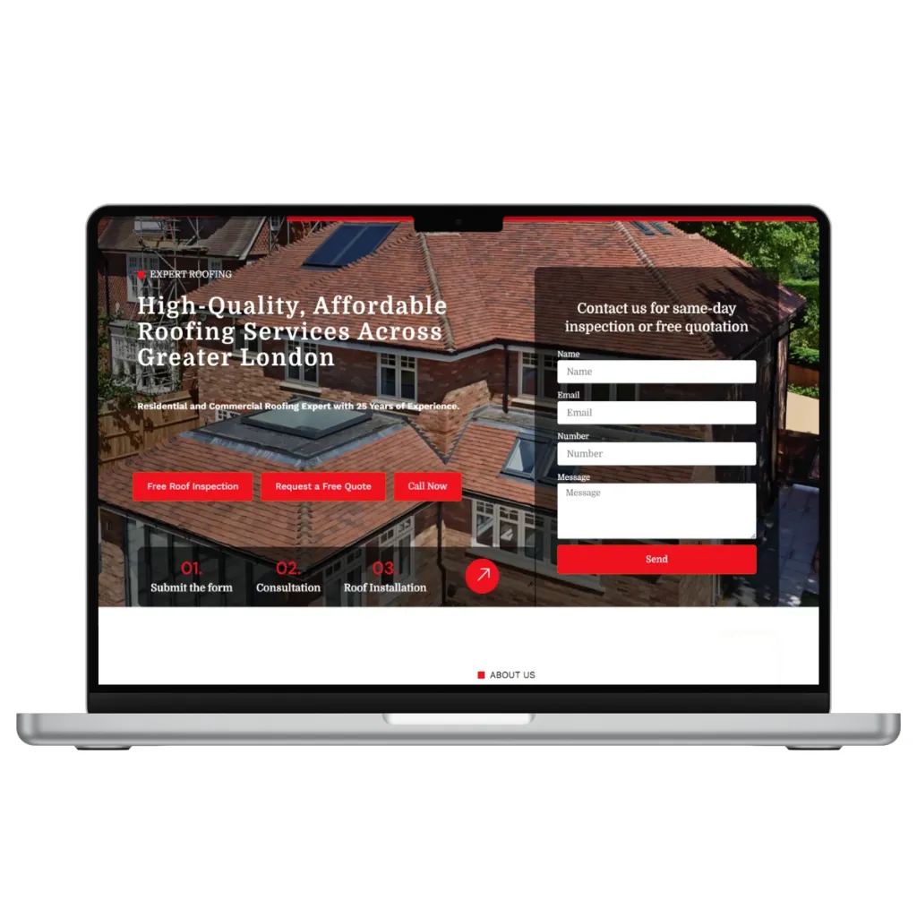 Roofing company website designed by Khizar Hayat