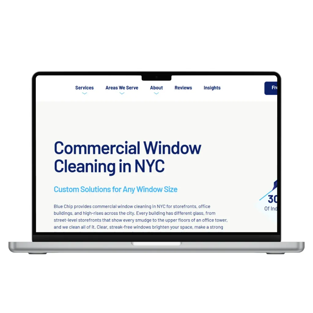 Website designed for a window cleaning business