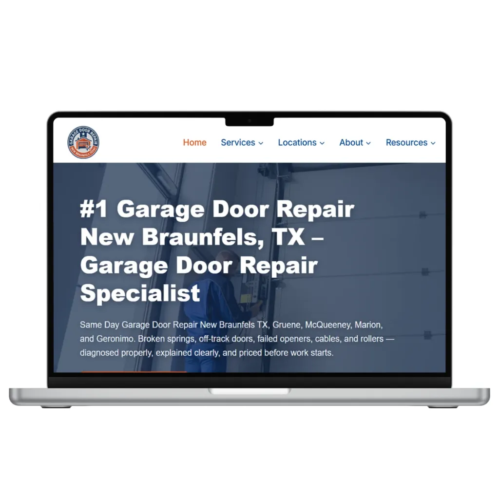 Website designed by Khizar Hayat for a Texas garage door company